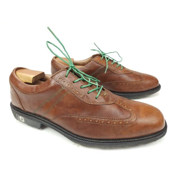 Footjoy FJ Icon 52252 Mens Brown Leather Wingtip Oxford Golf Shoes Sz 11 M main image 9